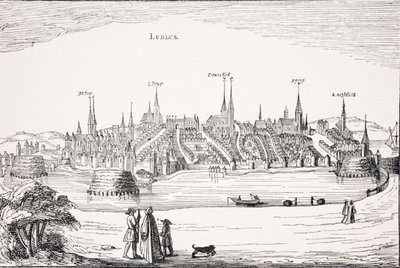 View of Lubeck and its Harbour in the 16th Century, after a Copper Plate in 